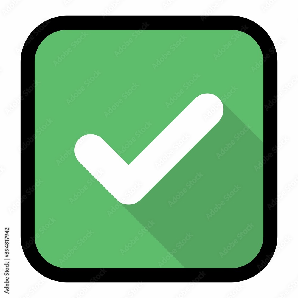 Check marks, Tick marks, Accepted, Approved, Yes, Correct, Ok, Right Choices, Task Completion, Voting. - vector mark symbols in green. Black stroke and shadow design. Isolated icon. Check marks, Tick marks, Accepted, Approved, Yes, Correct, Ok, Right Choices, Task Completion, Voting. - vector mark symbols in green. Black stroke and shadow design. Isolated icon.