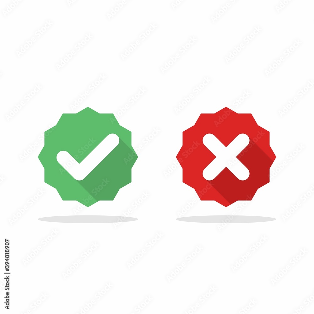 Not Ok Vectorized Check and wrong marks, Tick and cross marks, Accepted/Rejected ...
