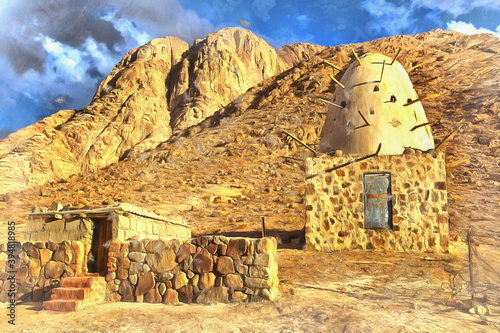 Traditional house colorful painting looks like picture, Saint Catherine Area, Sinai, Egypt. © idea_studio