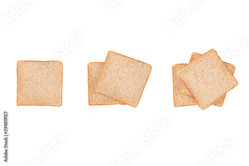Set of Sliced bread isolated on white background.