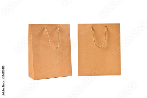 Brown paper bags isolated on white background