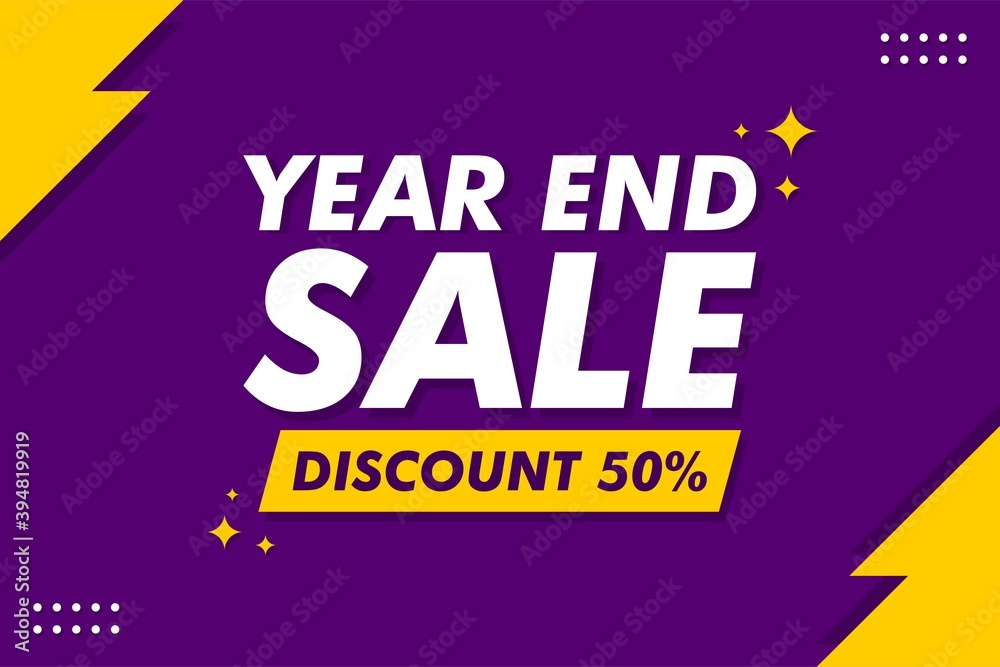 Fototapeta premium Year End Sale Banner - Vector Flat Design Illustration : Suitable for Business Theme, Shopping Theme, Promotion Theme, Advertising Theme, Infographics and Other Graphic Related Assets.