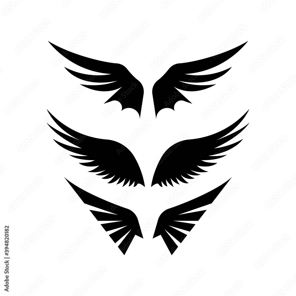 Set Illustrations Wings Logo Vector Design for Company, Tattoo, etc Set Illustrations Wings Logo Vector Design for Company, Tattoo, etc