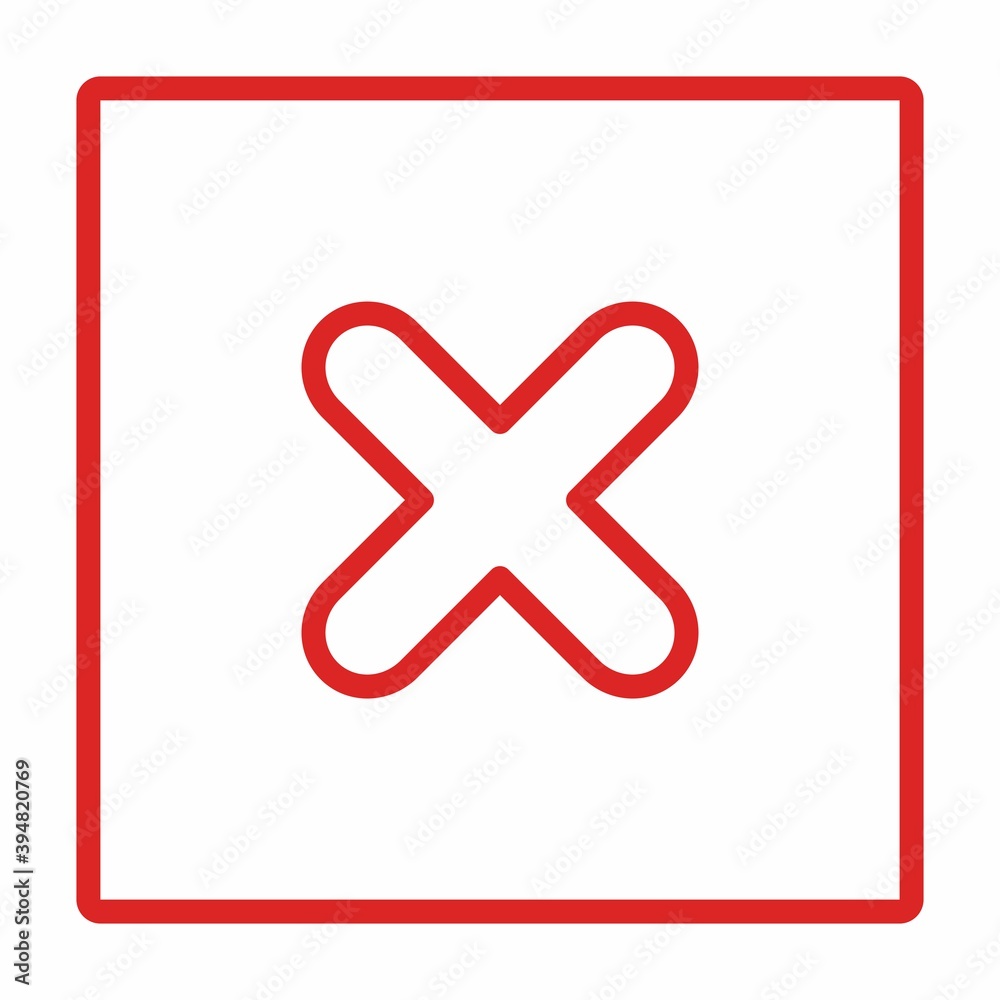 Wrong marks, Cross marks, Rejected, Disapproved, No, False, Not Ok, Wrong Choices, Task Completion, Voting. - vector mark symbols in red. Isolated icon.