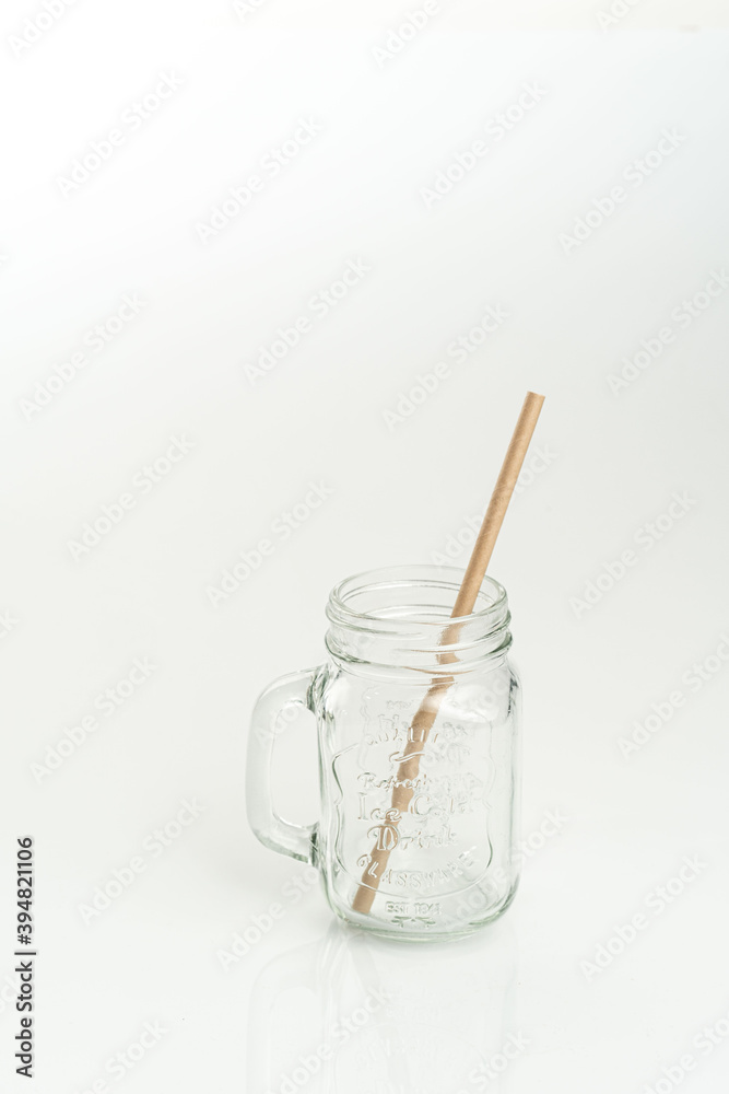 Bamboo drinking straws with Zero - waste. Ecological concept. Concept zero waste. Selective focus, copy space. white background.
