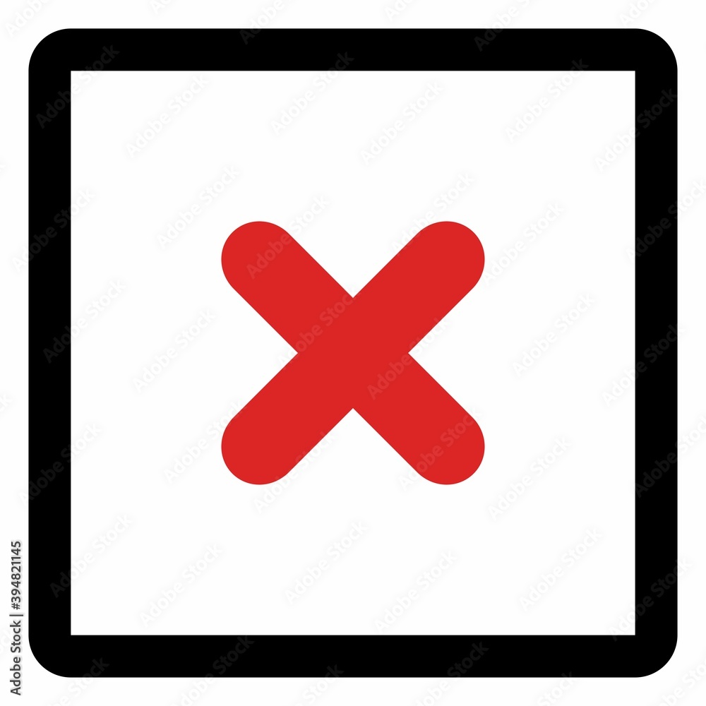 Wrong marks, Cross marks, Rejected, Disapproved, No, False, Not Ok, Wrong Choices, Task Completion, Voting. - vector mark symbols in red. Isolated icon.