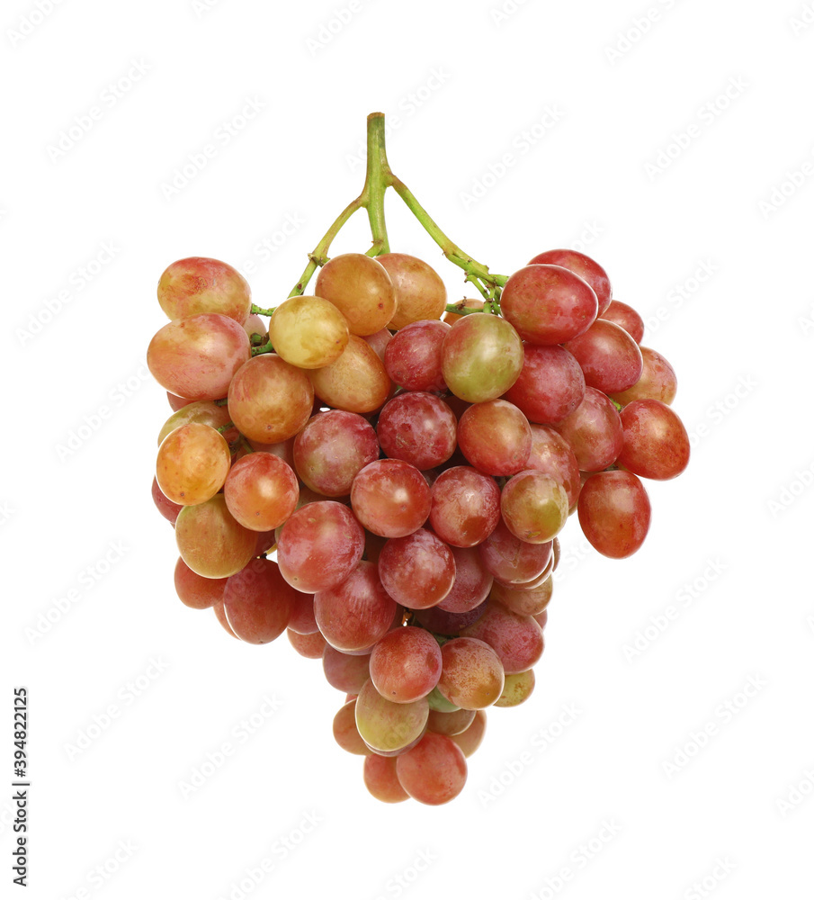 Bunch of fresh ripening red grapes isolated on white Bunch of fresh ripening red grapes isolated on white