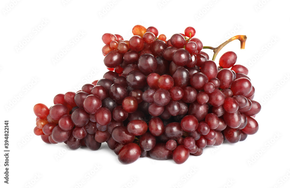 Bunch of fresh ripe juicy red grapes isolated on white