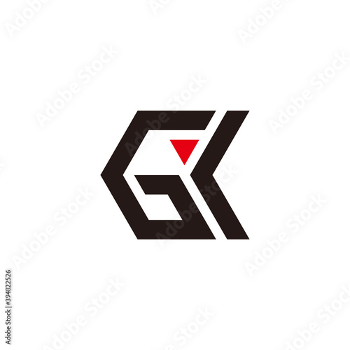abstract letter gk triangle geometric line logo vector