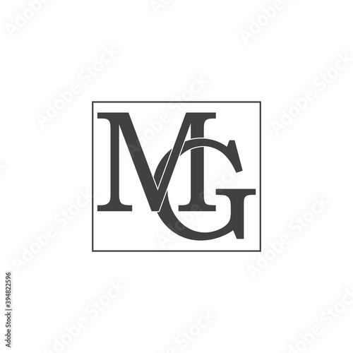 letter mg linked connection square logo vector