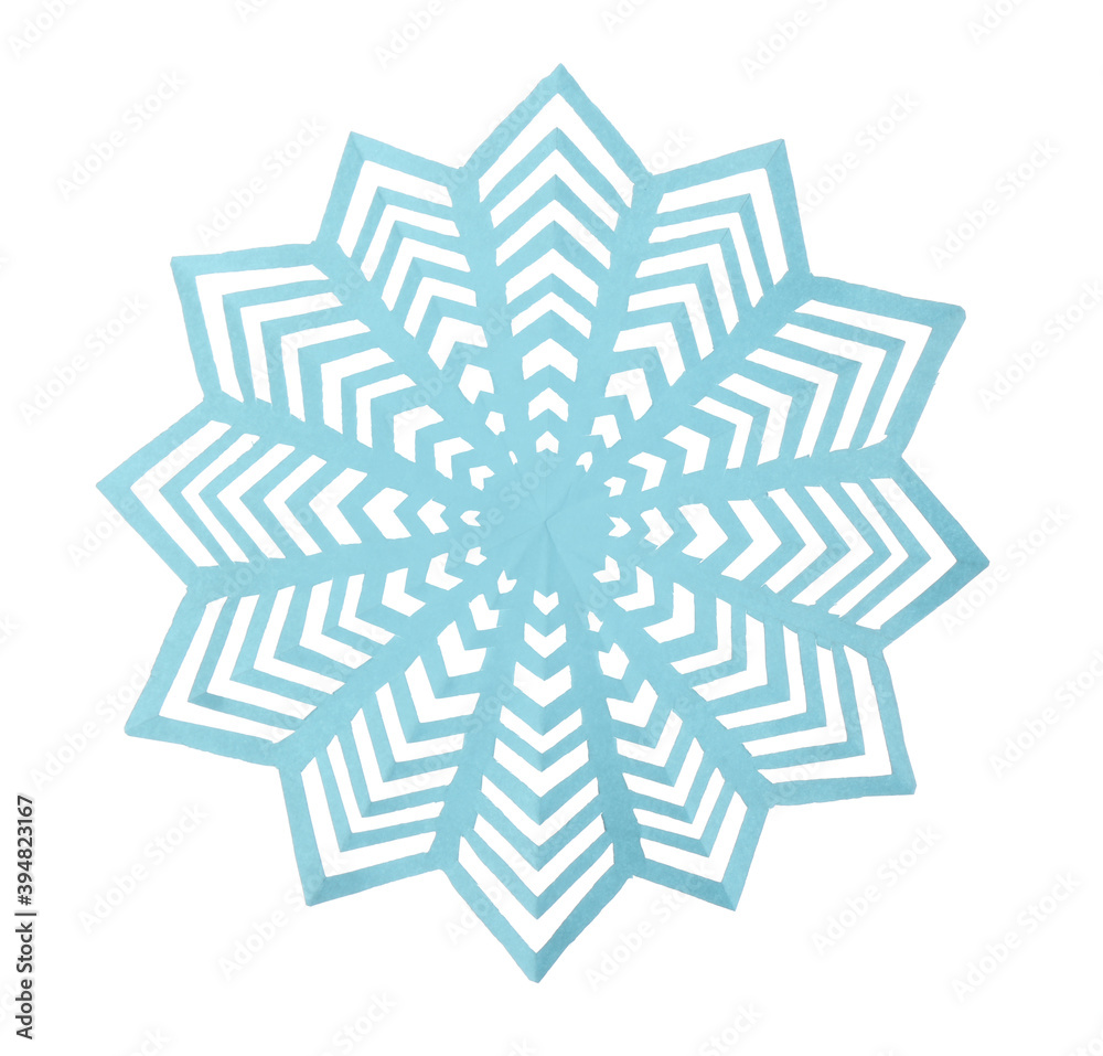 Beautiful light blue paper snowflake isolated on white Beautiful light blue paper snowflake isolated on white
