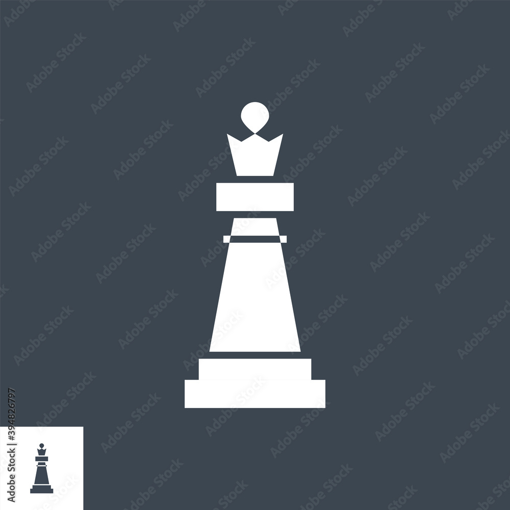 Chess Piece Queen Related Vector Glyph Icon. Isolated on Black Background. Vector Illustration. Chess Piece Queen Related Vector Glyph Icon. Isolated on Black Background. Vector Illustration.