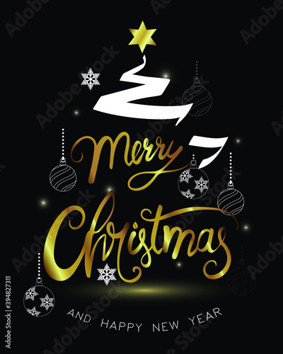 Christmas creative banner and poster with calligraphy photo