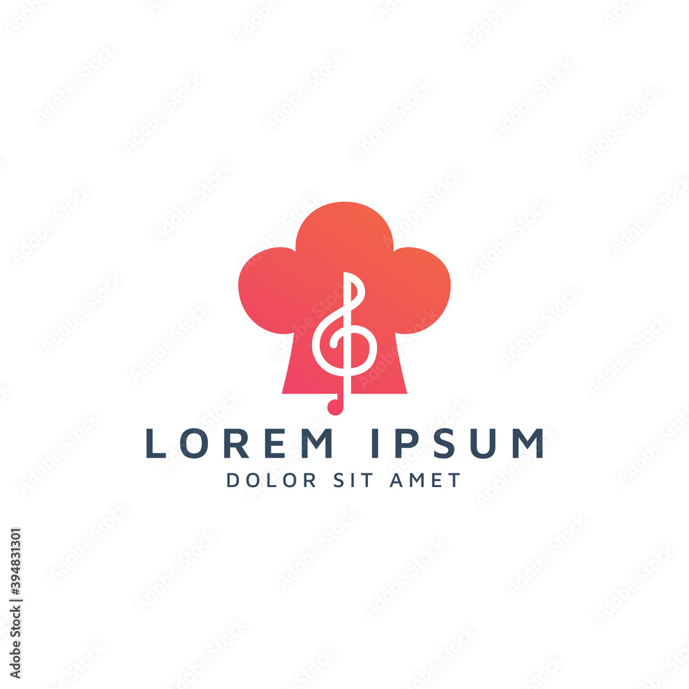 kitchen and music negative space logo design