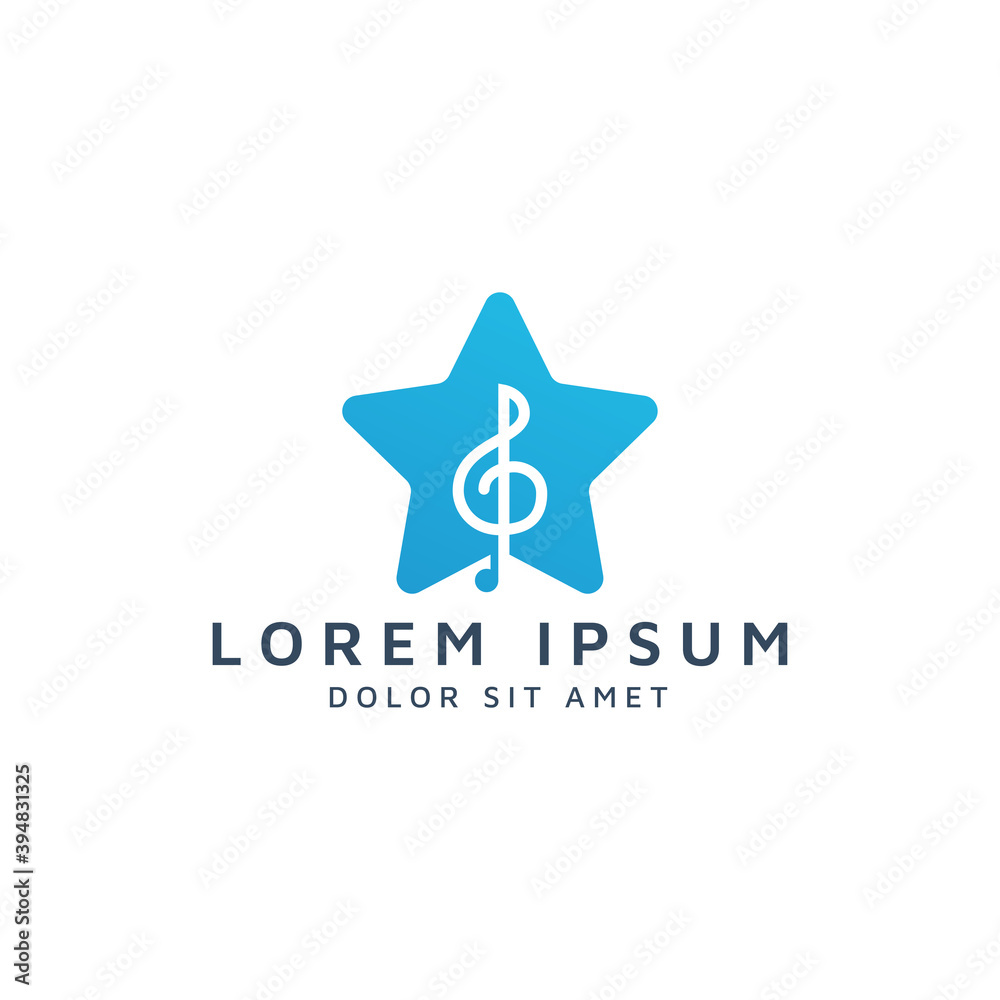star and music negative space logo design star and music negative space logo design