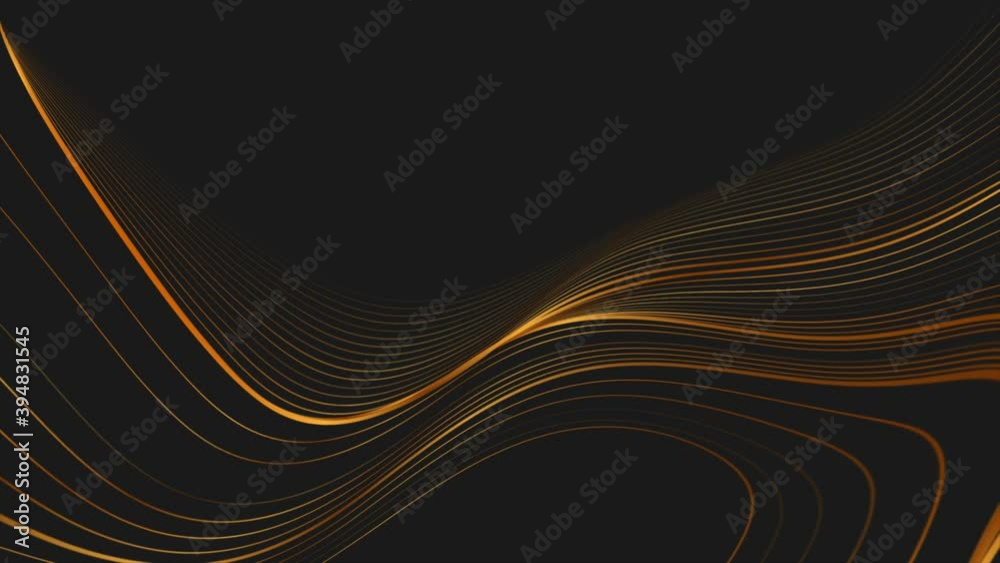 Golden shiny waves abstract motion background. Seamless looping. Video animation Ultra HD 4K 3840x2160