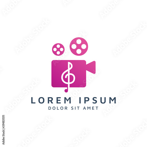 movie and music negative space logo design