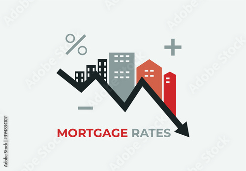 Mortgage rates dropping vector illustration