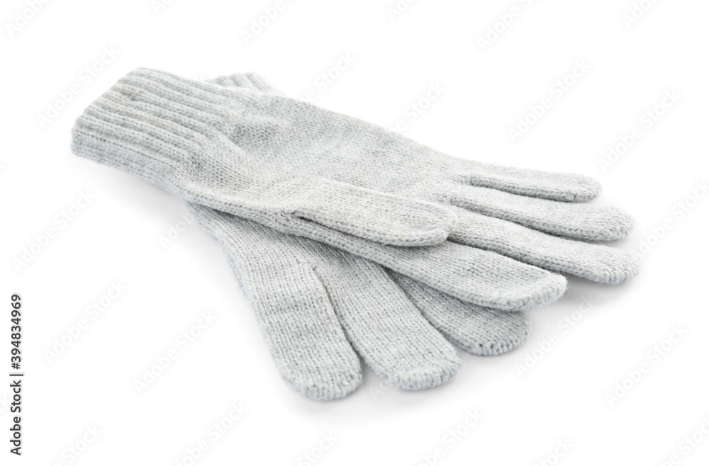 Pair of woolen gloves on white background. Winter clothes Pair of woolen gloves on white background. Winter clothes