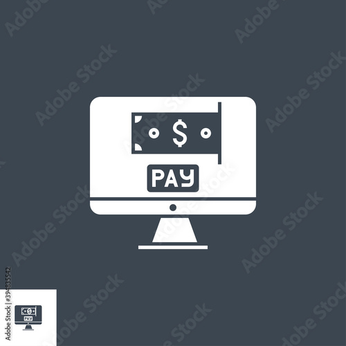 On Pay related vector glyph icon. Isolated on black background. Vector illustration.