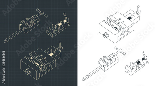 Bench vice isometric drawings mini Set