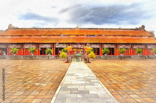 Imperial city colorful painting looks like picture, Hue, Vietnam © idea_studio