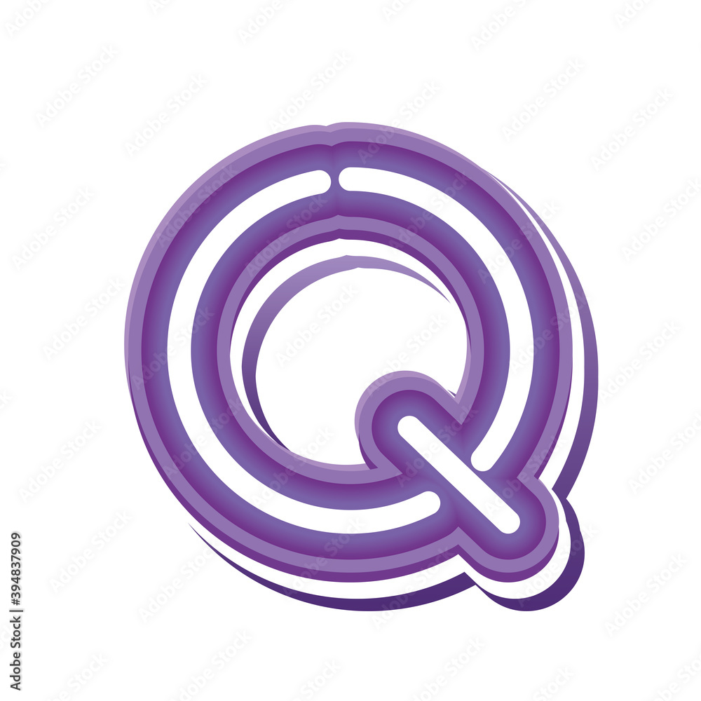 letter Q in purple neon font