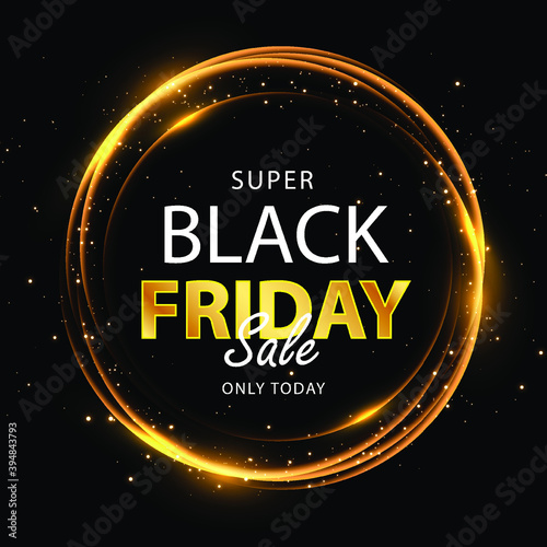 Modern black friday banner with gold frame