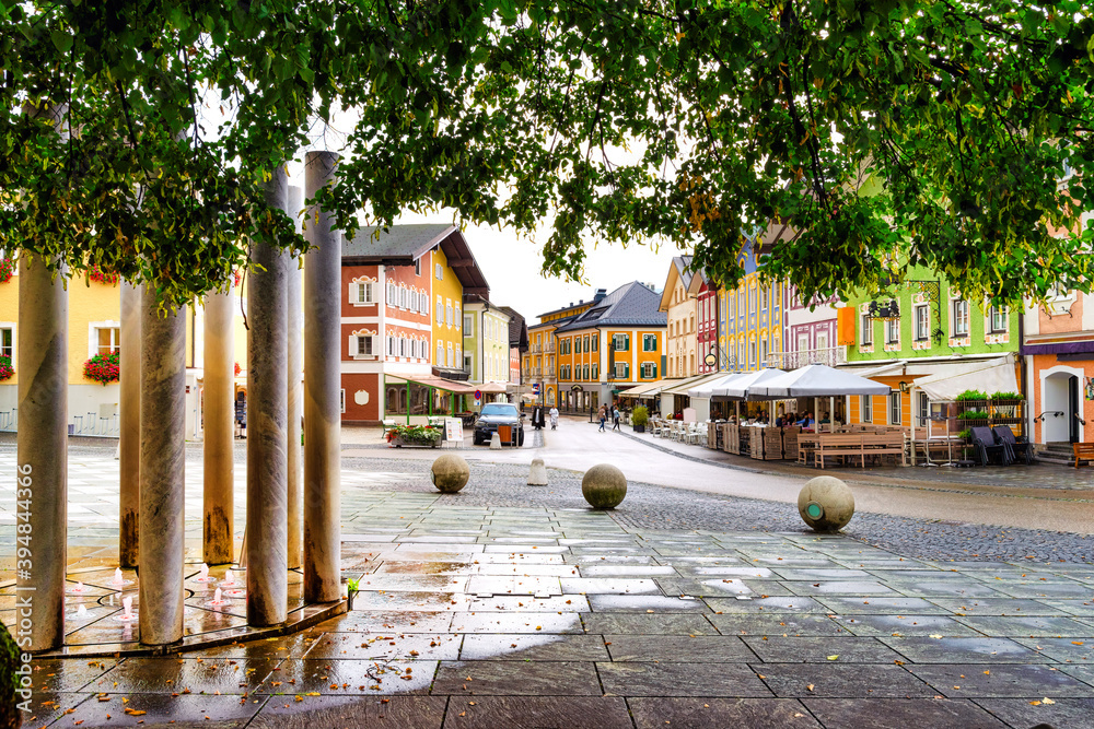 Fototapeta premium View of beautiful and colourful village Mondsee in Austria
