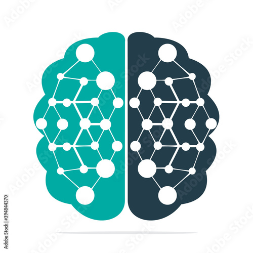 Brain connection logo design. digital brain logo template.