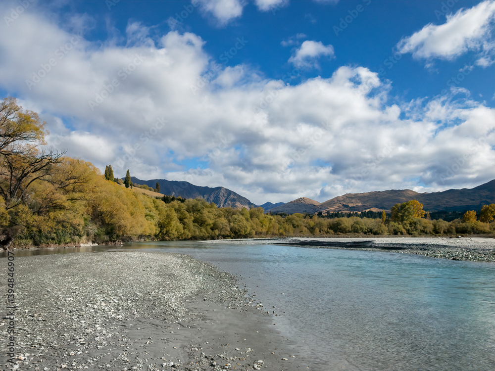 View of Shotover River from the Twin Rivers Trail, Queenstown Area, New Zealand	
