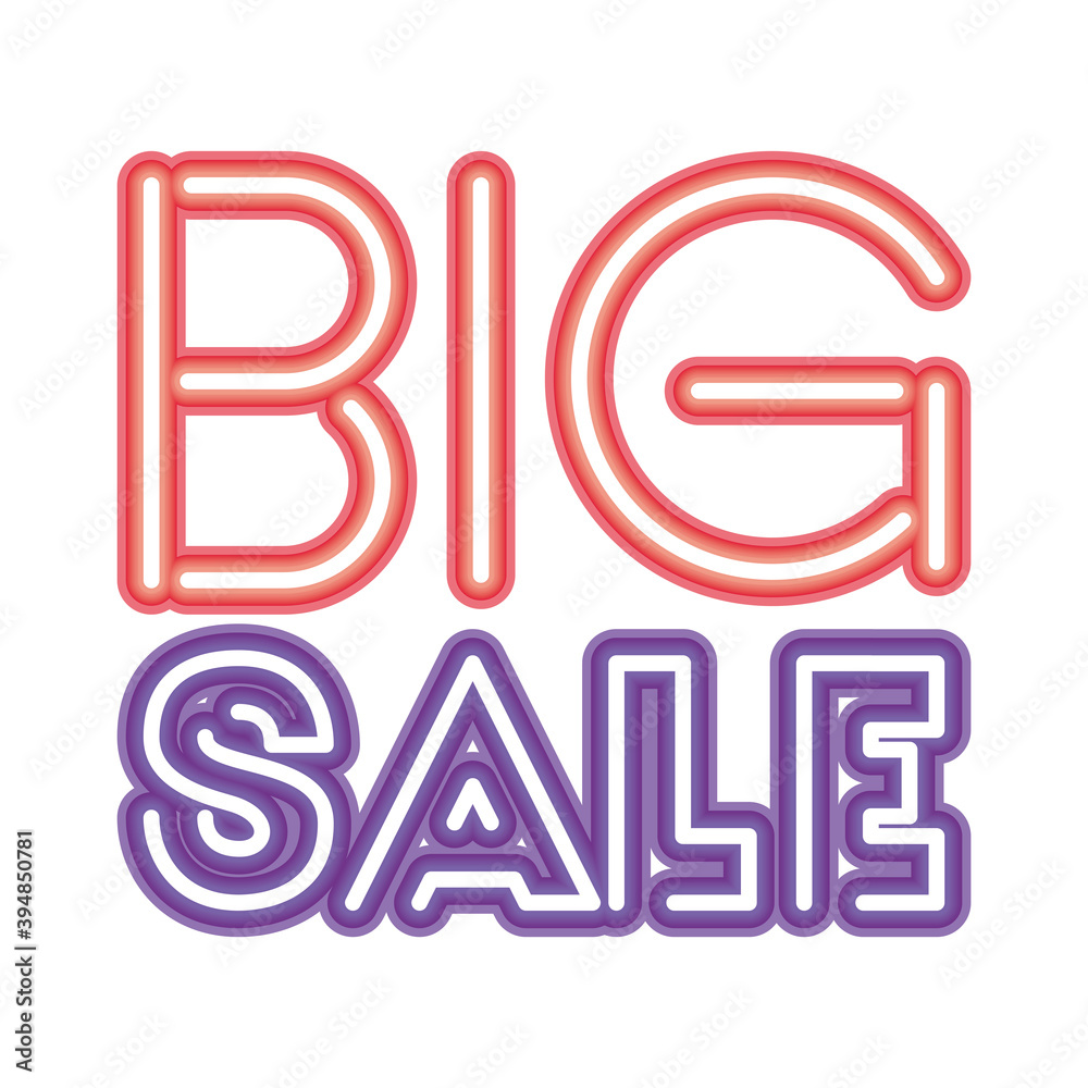 big sale lettering in neon font big sale lettering in neon font