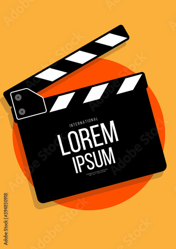 Movie and film poster design template background clapperboard
