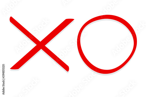 Red X and Zero. Realistic signs for the game. Stock image. EPS 10.