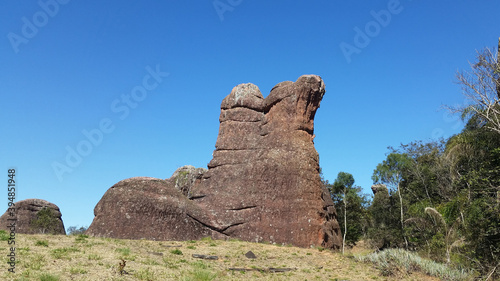 natural rock formation in the shape of a boot, Vila Velha Park, Brazil