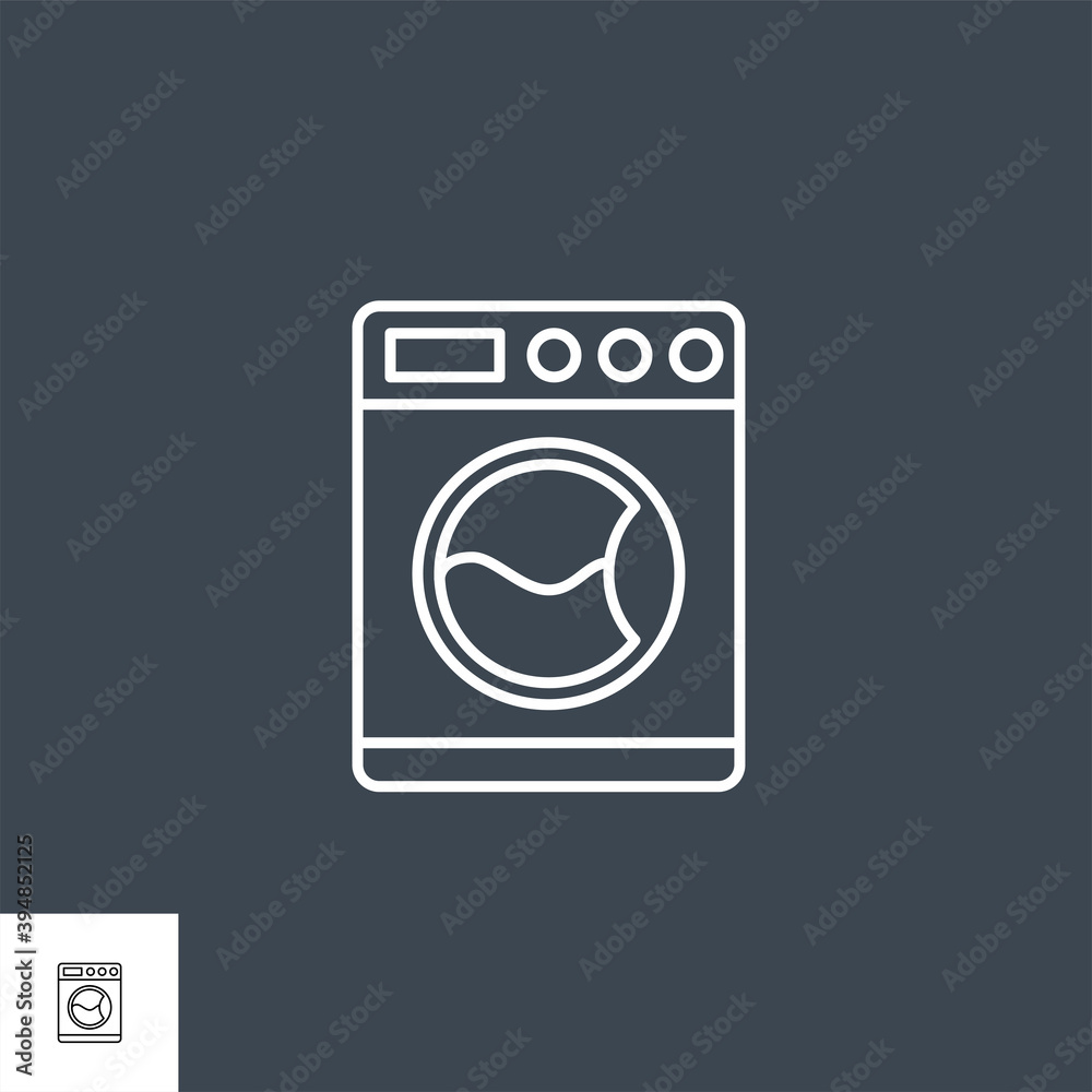 Washing Machine Related Vector Line Icon. Isolated on Black Background. Editable Stroke. Washing Machine Related Vector Line Icon. Isolated on Black Background. Editable Stroke.