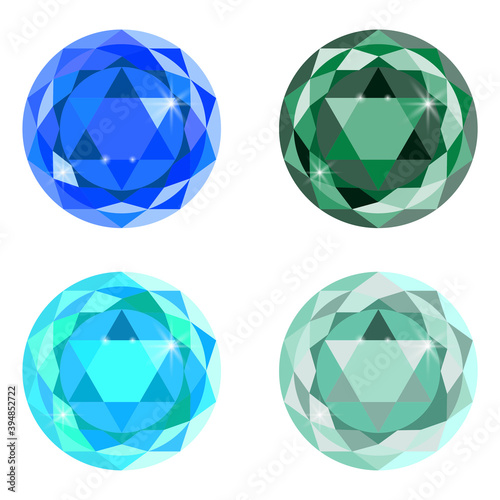 Modern gems, great design for any purposes. Icon set. Multi-colored jewelry. Stock image. EPS 10.