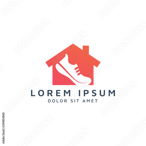 building and shoes negative space logo design