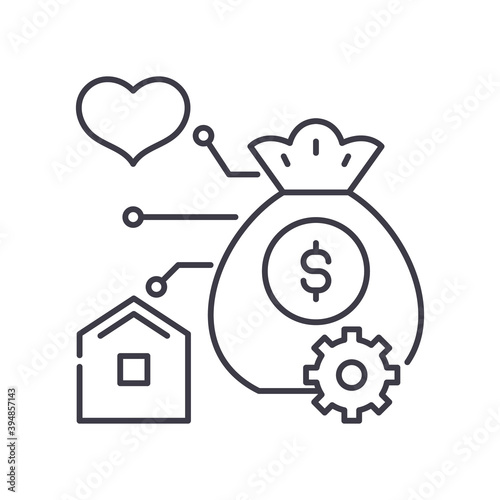 Welfare icon, linear isolated illustration, thin line vector, web design sign, outline concept symbol with editable stroke on white background.