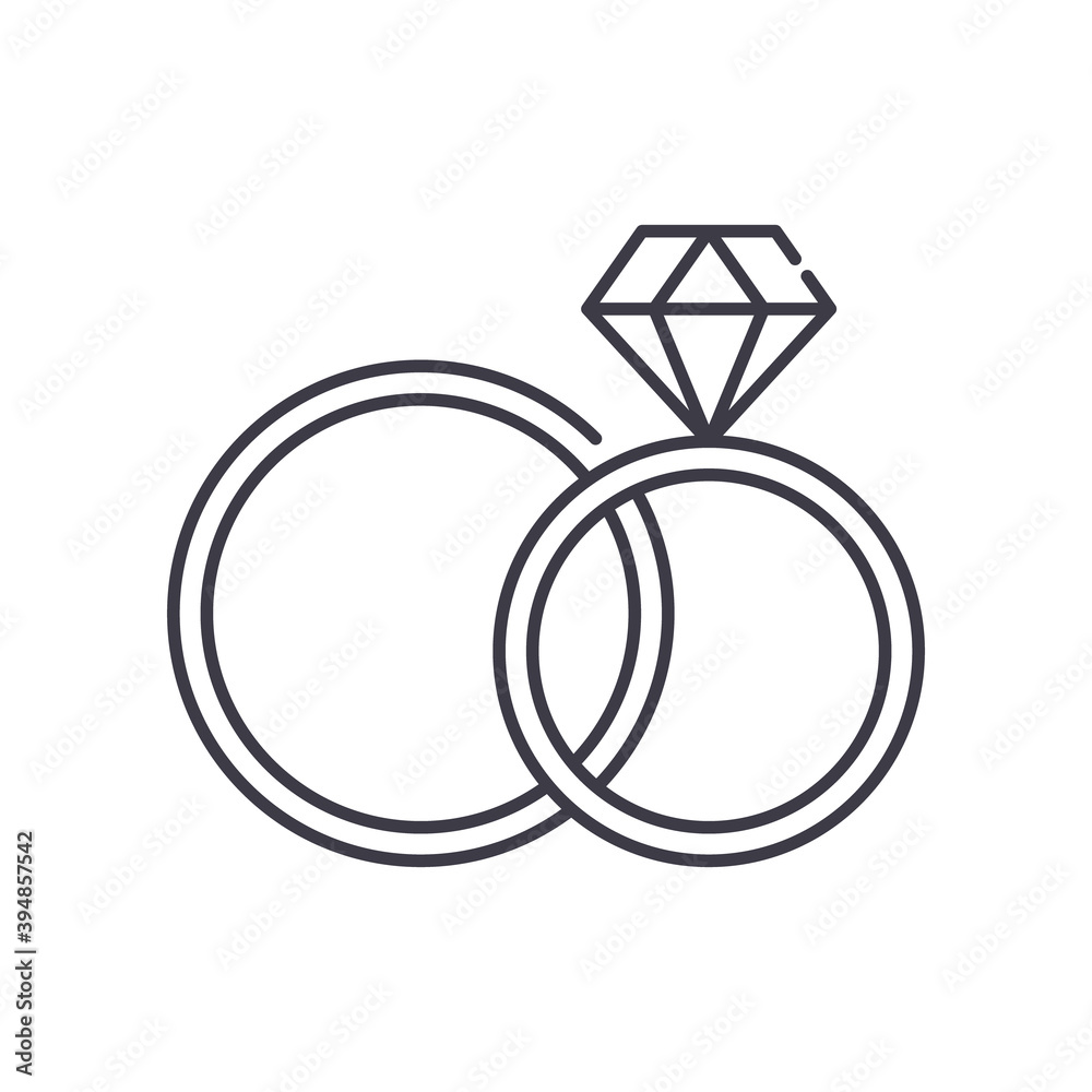 Wedding ring icon, linear isolated illustration, thin line vector, web design sign, outline concept symbol with editable stroke on white background. Wedding ring icon, linear isolated illustration, thin line vector, web design sign, outline concept symbol with editable stroke on white background.