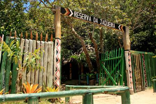 salvador, bahia / brazil -porto Seguro, bahia / brazil - February 16, 2009: entrance gate to the indigenous village of Jaqueira in the city of Porto Seguro. photo