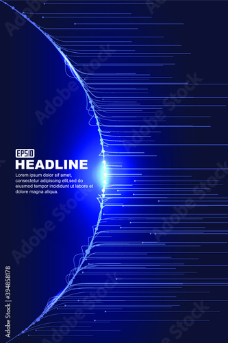 Horizontal forward lines with glowing arcs, Internet technology background