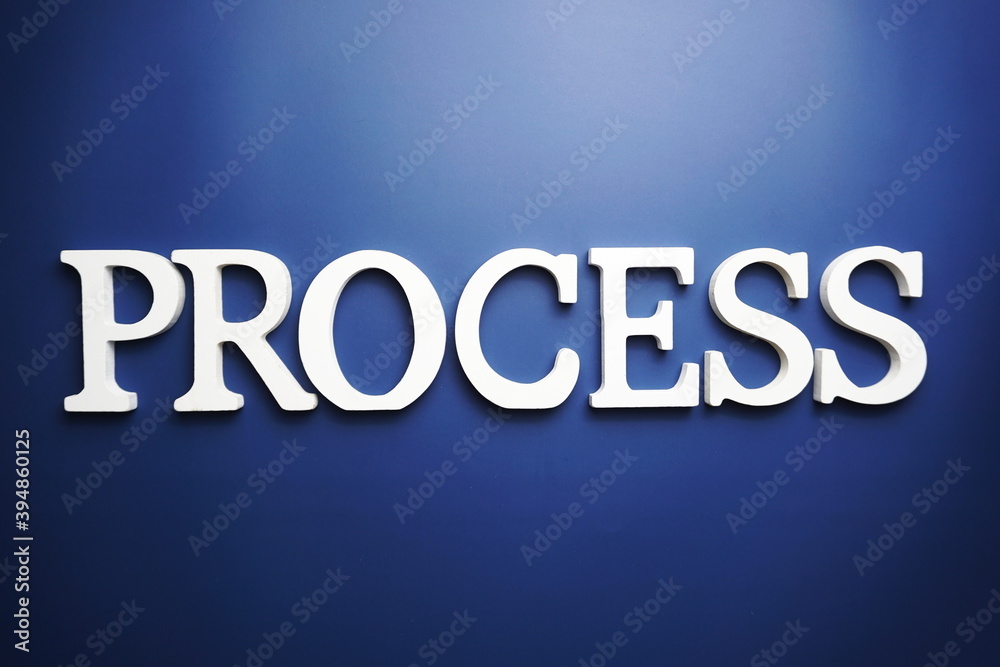 Process alphabet letter on blue background