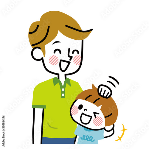 子どもを褒めるお父さん