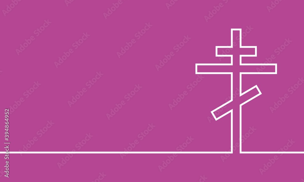 Christianity concept illustration. Orthodox cross. Thin line style