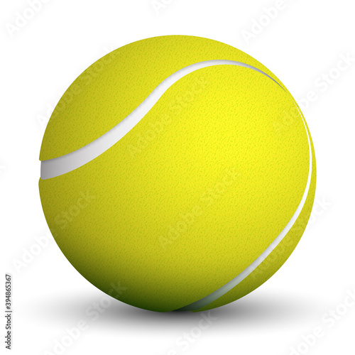 realistic tennis ball isolated on white background. World tennis tournament. Sport equipment. Symbol for mobile application or web. Vector