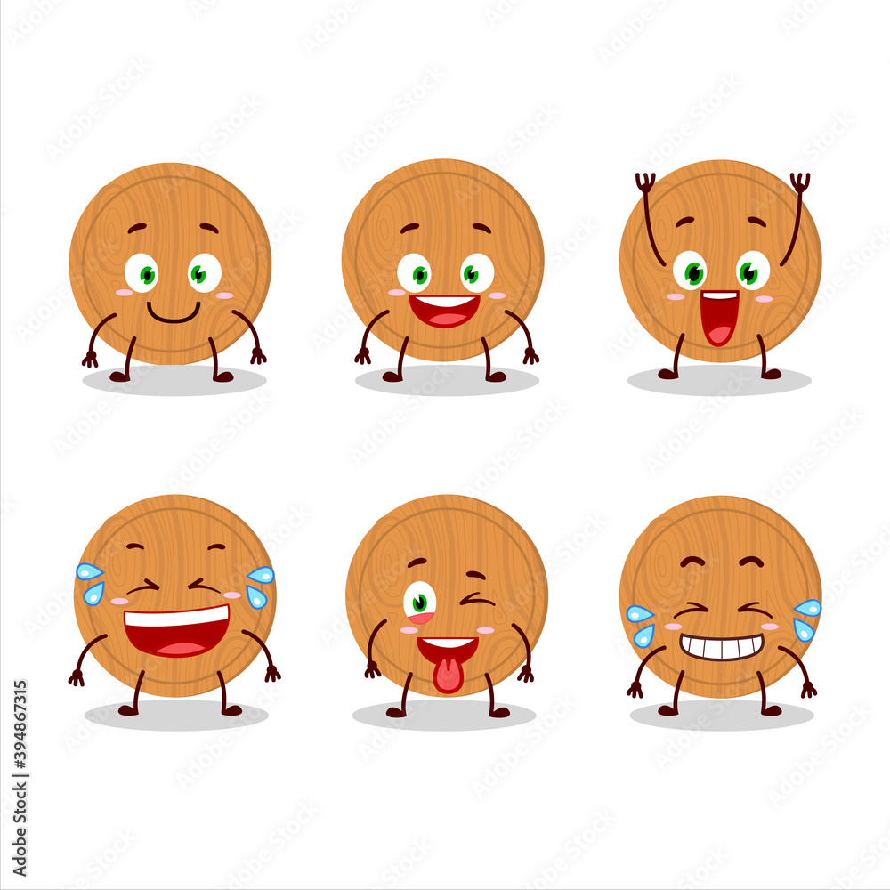 Cartoon character of circle wood cutting board with smile expression Stock  Vector | Adobe Stock