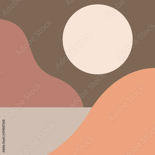 Abstract aesthetic backgrounds landscapes. Earth tones, pastel colors. Boho wall decor. Mid century modern minimalist.