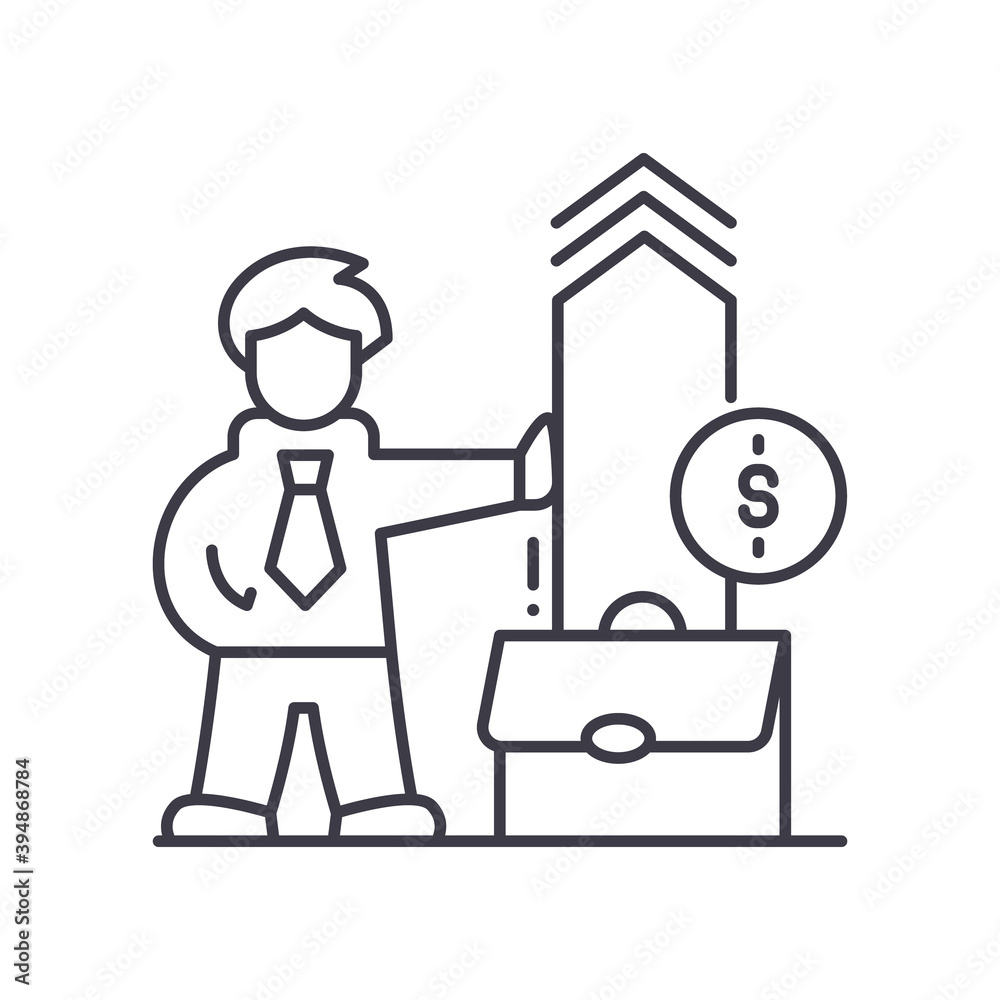 Wealth management icon, linear isolated illustration, thin line vector, web design sign, outline concept symbol with editable stroke on white background. Wealth management icon, linear isolated illustration, thin line vector, web design sign, outline concept symbol with editable stroke on white background.