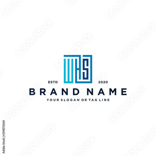 letter WHS square logo design vector photo